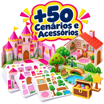 Mockup de folhas de moldes, castelo, casinha, parque e acessórios para brincar