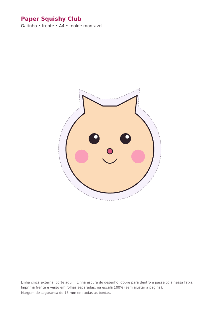 Folha do gatinho já colorida, pronta para montar